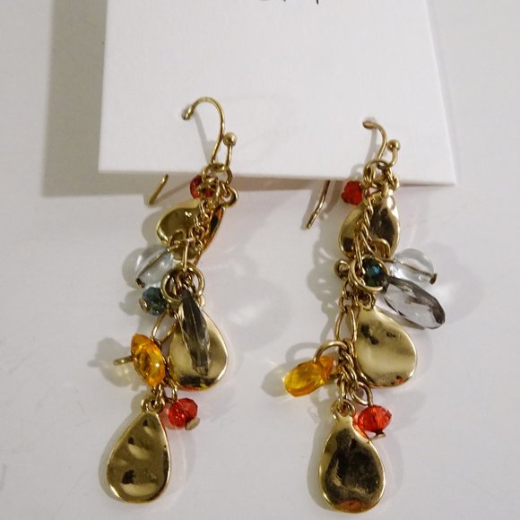 Ann Taylor LOFT Harvest Teardrop Bead Earrings NWT $29.99 Tri Color Earring NWT - Picture 4 of 5